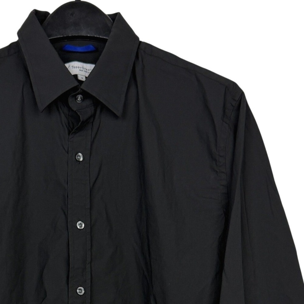 Teddy Stratford ZIP FIT SHIRT Mens 4 (Large) Tailored Fit Cotton Stretch Black